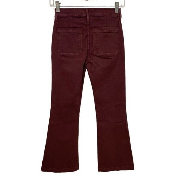 FRAME Le Bardot Crop Flare Jeans in Bordeaux Size 24 - Picture 4 of 7